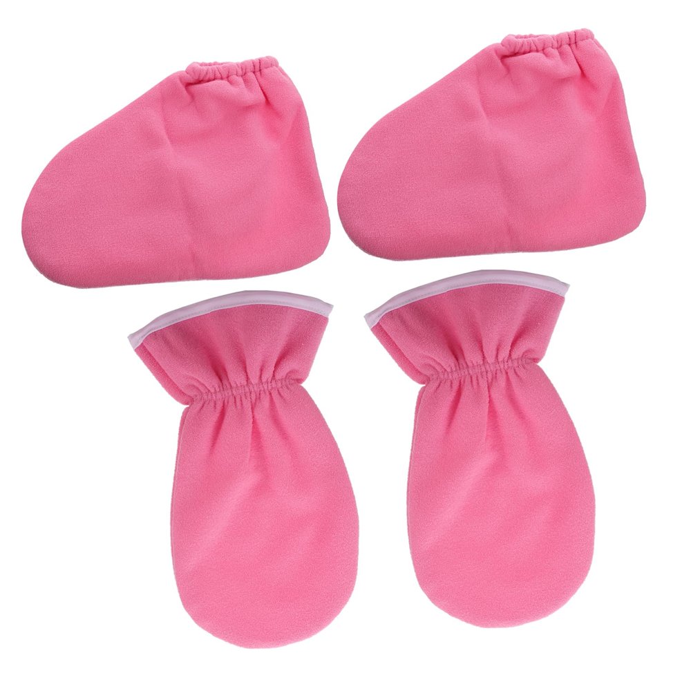 4pcs Essential Oil Gloves Spa Paraffin Wax Gloves Dry Skin Gloves Womens Boots Parrafin Wax for Hands Heated Warm Socks Paraffin Bath Mitt Women's Boots Work Pink Polyester Heating