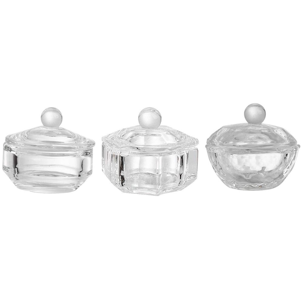 Beaupretty 3pcs Crystal Glass Nail Liquid Powder Cup High Transparency Manicure Dappen Dishes for Acrylics Includes and Designs for Nail Art Applications
