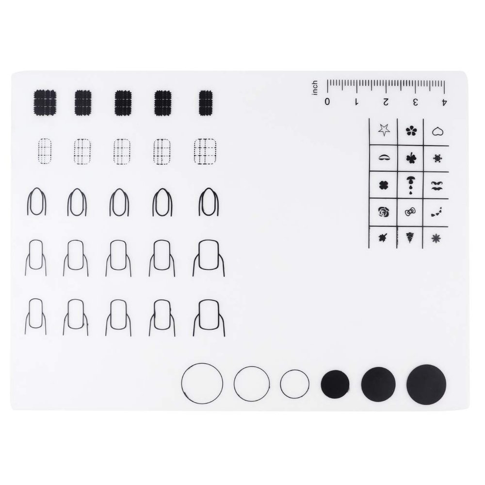 Beaupretty Nail Art Silicone Mat Versatile Practice Pad for Nail Polish Coloring and Sticker Guide Easy Cleanup and Storage Includes Ruler Pattern b
