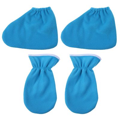 4pcs Essential Oil Gloves Hand Mitts for Paraffin Treatment Socks for Women Sock Booties for Women Moisturizing Gloves Spa Paraffin Wax Gloves Women's Gel Take a Bath Polyester