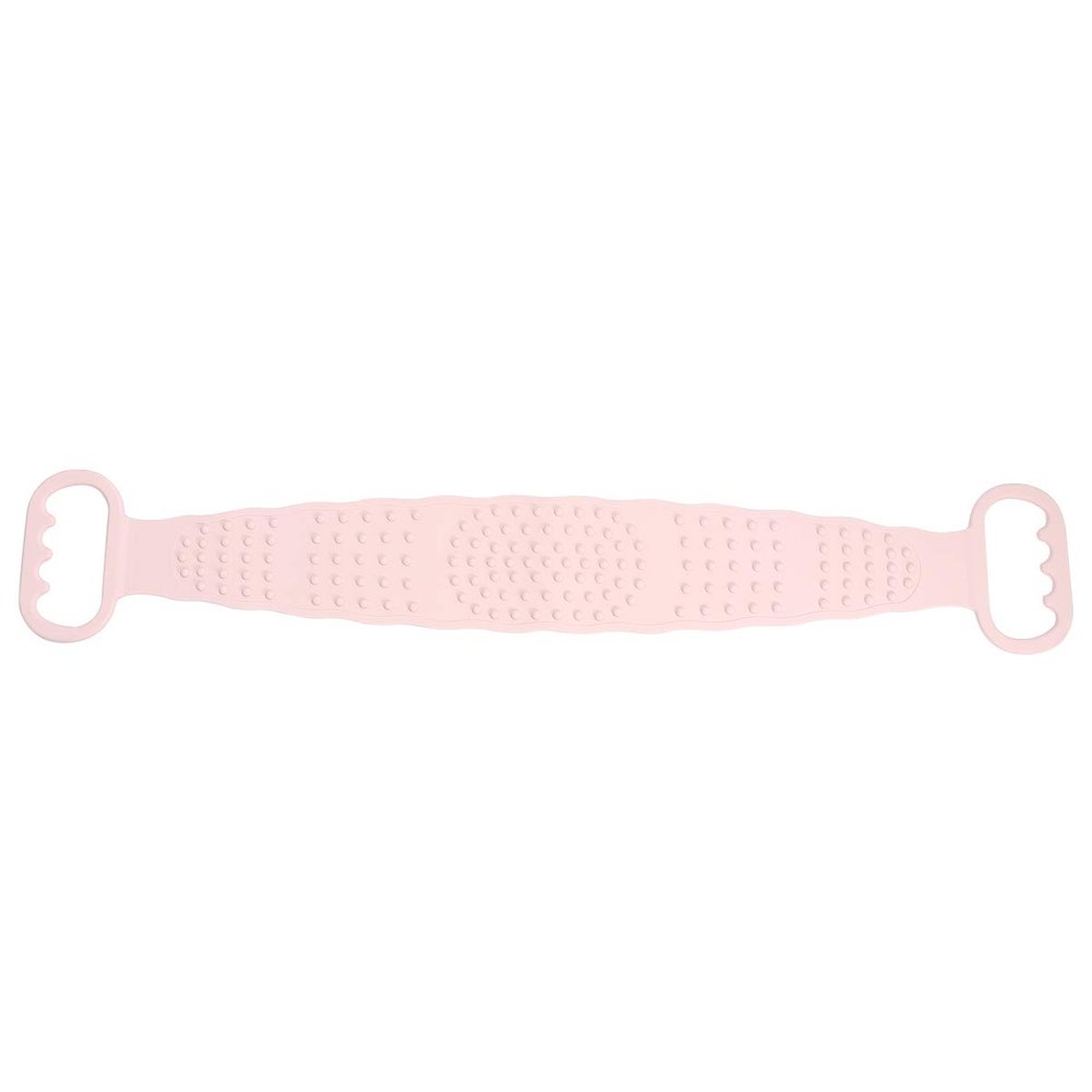 Beaupretty Silicone Exfoliating Bath Towel for Shower Long Strip Back Scrubber Tool Dual-Sided Design Pink Rubbing Mud Body Scrubber for Smooth Skin Easy to Use