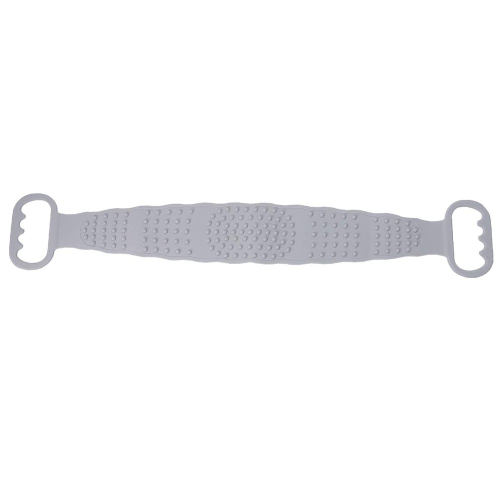 Beaupretty Silicone Back Scrubber Exfoliating Towel Dual-sided Rubbing for Shower Long Strip Design Hand Pull-rings for and Convenient Use Bathing Grey Random Style