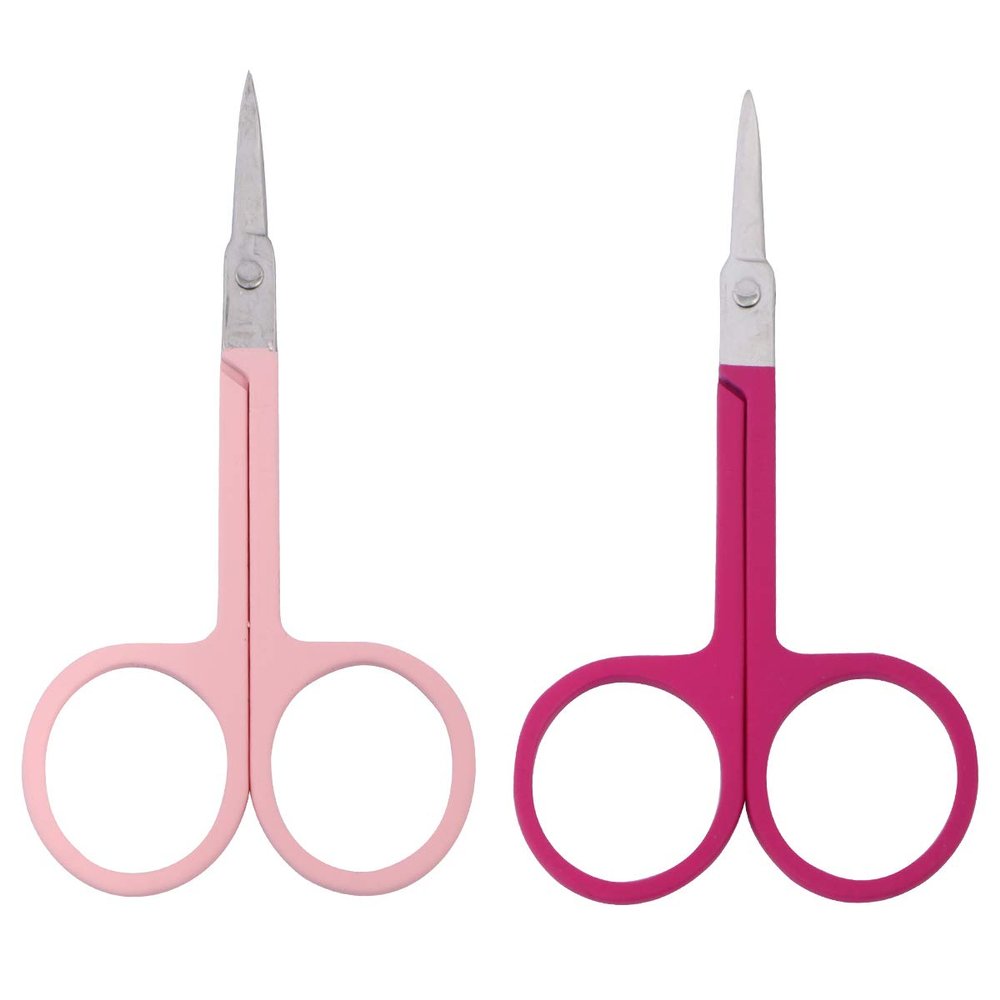 Beaupretty 2pcs Stainless Steel Eyebrow Trimmers Practical Brow Scissors for Grooming Travel-friendly Beauty Tool