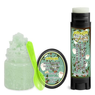 CinnaMint Soothing & Luscious Lips by OverSoyed Exfoliator & Chapped Lip Repair Lip Care Combo | Artisan Handcrafted to Order Spicy Cinnamon Cooling Mint Flavored Exfoliating Sugar Lip Scrub & Lip Moisturizer Balm Gift Set