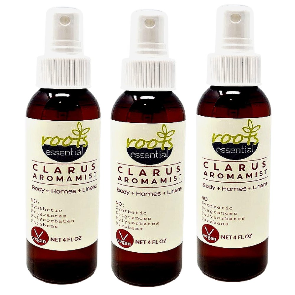 3-in-1 ALL NATURAL Aromamist, 4 OZ (3) Count - Body + Home + Linen (Clarus AromaMist 4 oz)