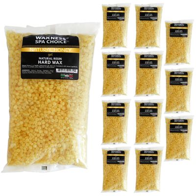 Waxness Spa Choice Natural Honey Gel Hard Wax Beads 2.2 lb / 1 kg Pack of 12
