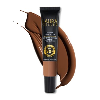 LAURA GELLER NEW YORK Better Than Block Skincare-Infused Serum Foundation with Broad Spectrum SPF 50+, Deep
