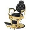 Artist hand Retro Barber Chair Heavy Duty Barber Chairs Vintage Salon Chair Hydraulic Recline Beauty Spa Styling Equipment Rounded Cushioning with Puckered Button (Gold) view 1