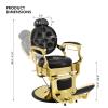 Artist hand Retro Barber Chair Heavy Duty Barber Chairs Vintage Salon Chair Hydraulic Recline Beauty Spa Styling Equipment Rounded Cushioning with Puckered Button (Gold) view 2