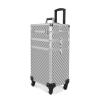 CAMORSA 3 In 1 Professional Rolling smetic Case, smetic Trolley Beauty Storage, Large Storage Makeup Train Casewith Keys Swivel Wheels for Artist Travel, Silver (0079) view 1