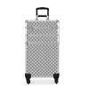 CAMORSA 3 In 1 Professional Rolling smetic Case, smetic Trolley Beauty Storage, Large Storage Makeup Train Casewith Keys Swivel Wheels for Artist Travel, Silver (0079) view 2