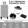 CAMORSA 3 In 1 Professional Rolling smetic Case, smetic Trolley Beauty Storage, Large Storage Makeup Train Casewith Keys Swivel Wheels for Artist Travel, Silver (0079) view 3