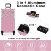 CAMORSA 3 In 1 Professional Rolling Cosmetic Case, Cosmetic Trolley Beauty Storage, Large Storage Makeup Train Casewith Keys Swivel Wheels for Artist Travel, Pink, (0079) view 3