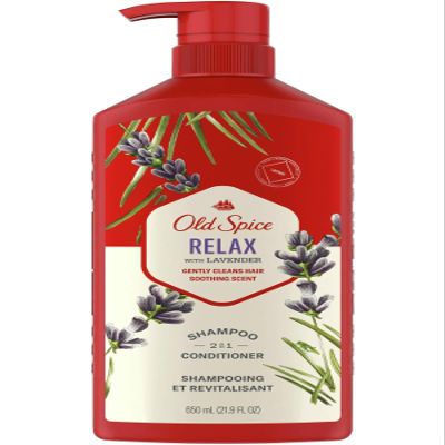 Old Spice 2 in 1 Shampoo and Conditioner, Relax with Lavender Scent, 21.9 Ounce Pump Bottle (Pack of 2)