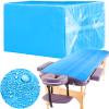 Breling 100 Pcs 31.5 x 71 Inch Disposable Bed Sheets Oil-proof PE Film Massage Table Sheets Non-woven Fabric Spa Waterproof Bed Cover Breathable for Beauty Salon Hotels Tattoo Waxing(Blue) view 1