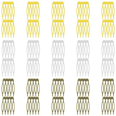 30pcs Metal Wire Hair Combs for Women - 5 Teeth Wedding Veil Side Combs, Twist Hair Clips, Decorative Jewelry Making DIY Crafts (3 Colors)