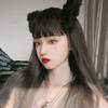 osseoca Brown Gradient Gray Long Straight Japanese Synthetic Hair Daily Cute Anime Halloween Carnival Comic Exhibition Cosplay Hair Natural COS Ombre Wigs with Bangs view 4