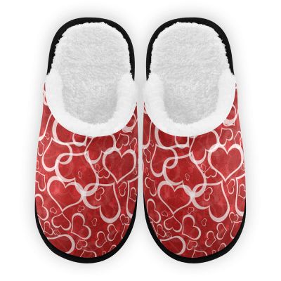 Umidedor Valentines Love Hearts Mens Slippers, Memory Foam Soft Non-Slip Indoor House Slippers Home Shoes For Bedroom Hotel Travel Spa