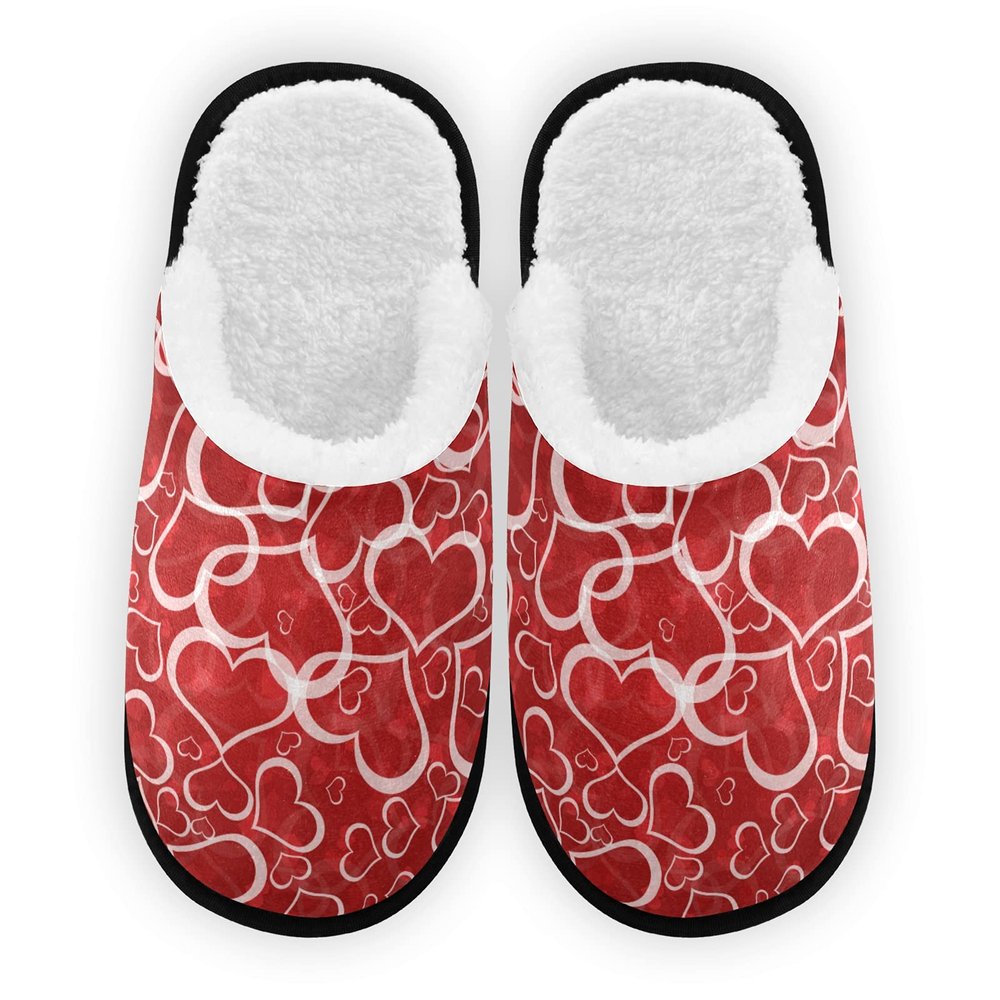 Umidedor Valentines Love Hearts Mens Slippers, Memory Foam Soft Non-Slip Indoor House Slippers Home Shoes For Bedroom Hotel Travel Spa