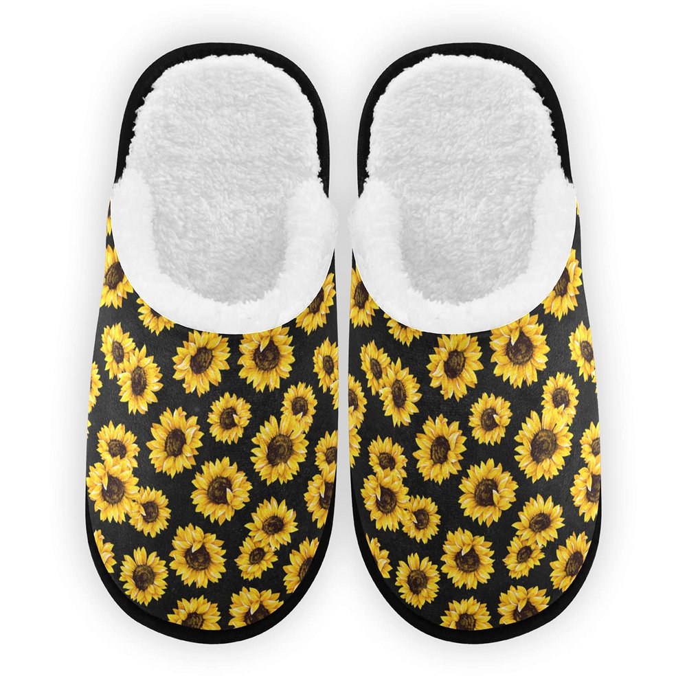 Umidedor Sunflower Slippers For Women Girls, Soft Memory Foam Non-Slip Indoor House Slippers Home Shoes For Bedroom Hotel Travel Spa 5-8