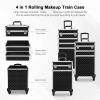 CAMORSA 4 in 1 Professional Makeup Train Cases Large Storage Cosmetic Case 4 Wheels Lockable Rolling Makeup Trolley Diamond Surface (BLACK) view 3