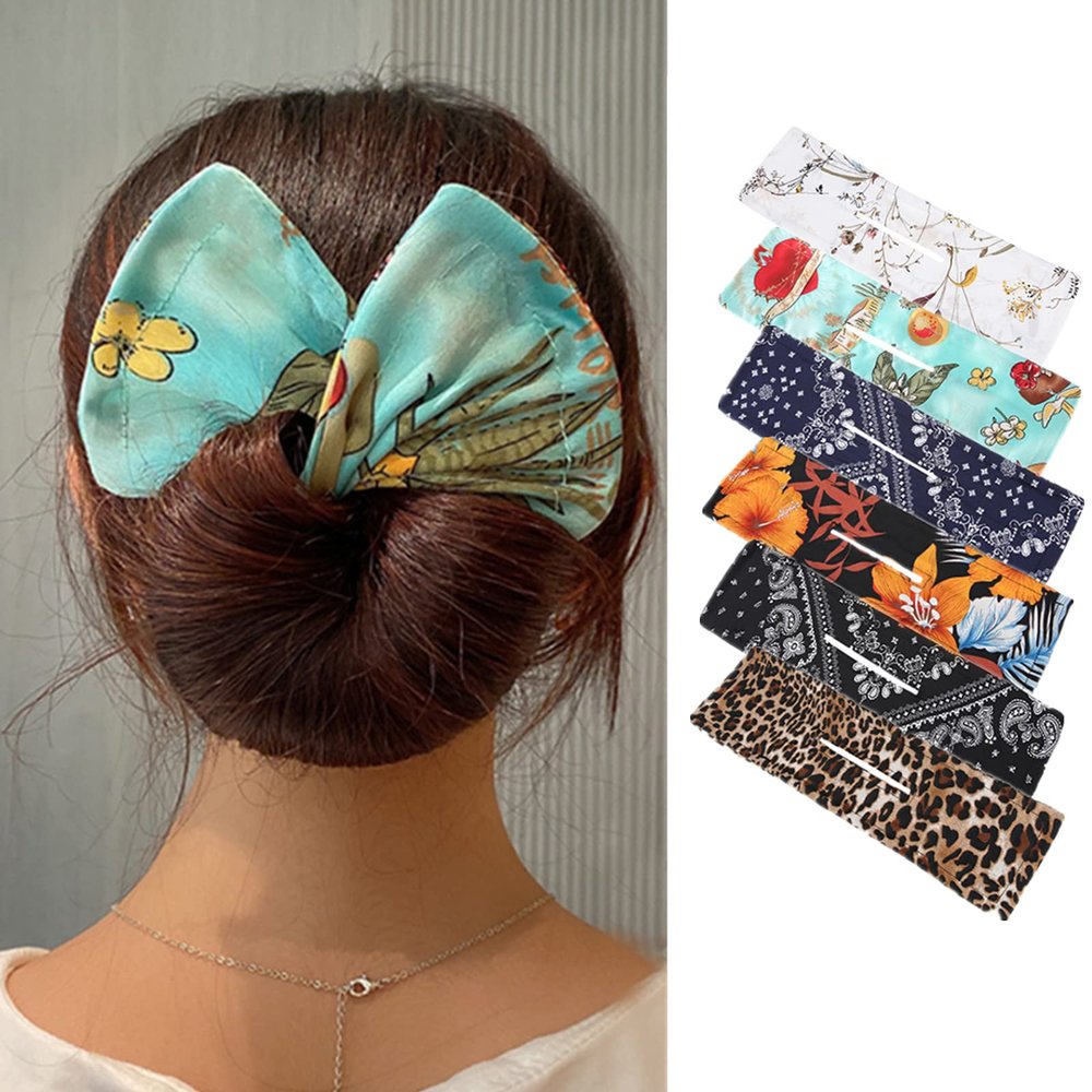 Avtytsda 6 pcs Deft Hair Bun Maker Hair Bun Tool Magic Clip Hair Bun Maker Hairstyle Twister Flexible Reusable Elastic Bands for Girl Women Hairstyle Tool (B)