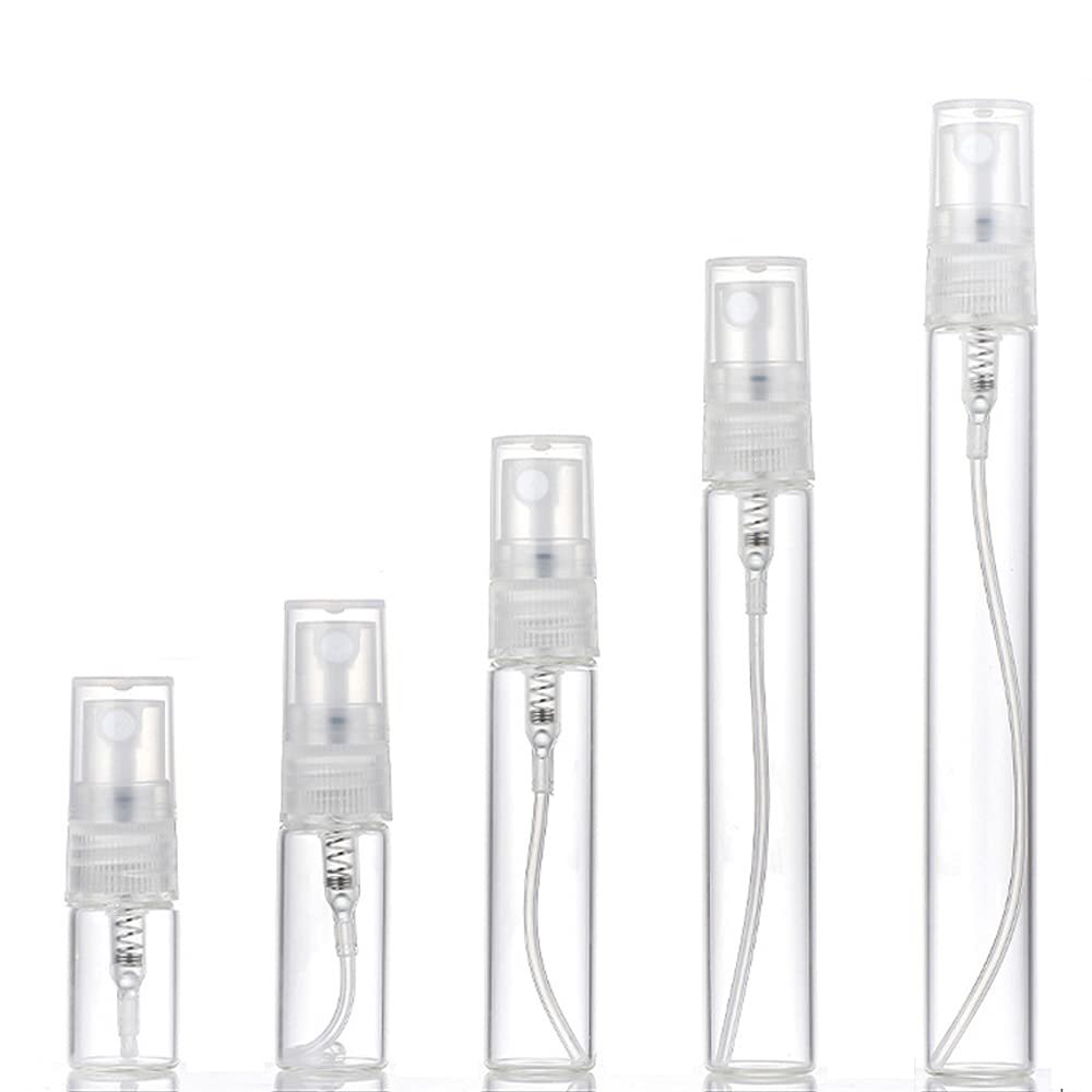 50Pcs 3ml 5ml 7ml 10ml Portable Mini Refillable Clear Glass Empty Sample Perfume Bottles Cosmetic Atomizers Spray Bottle Container for Travel Party Must Makeup Tools (10ML)