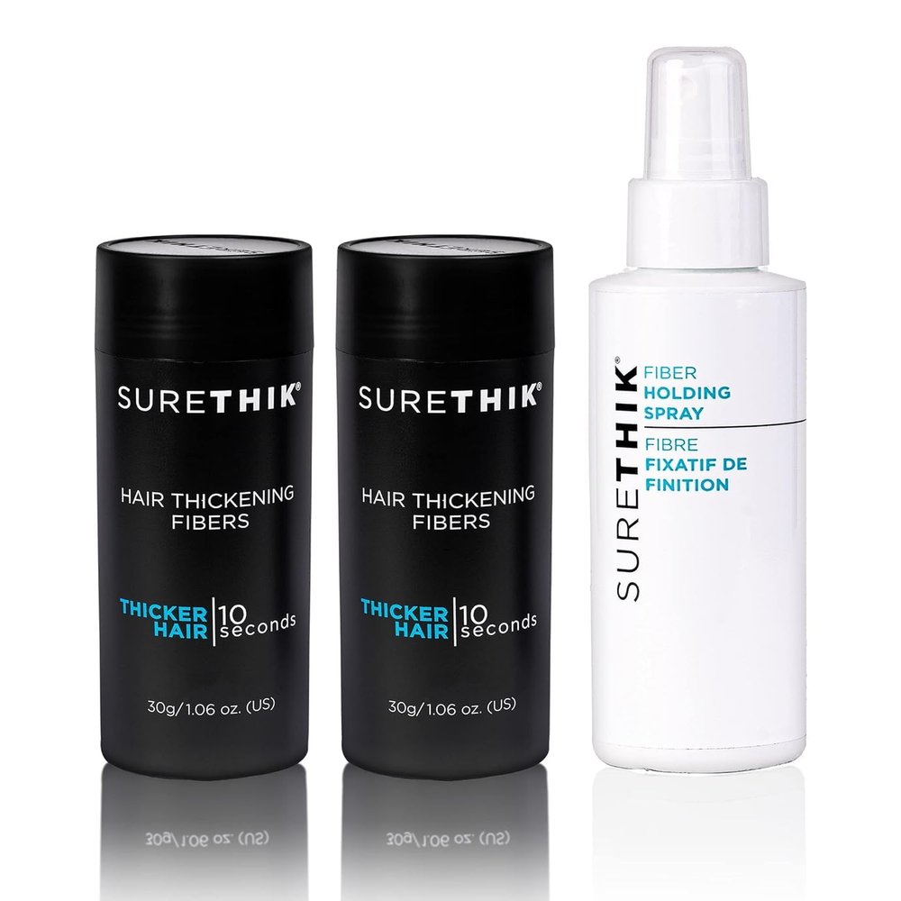 SureThik 2 x 30g Hair Thickening Fiber (Medium Brown) and Holding Spray (3.4oz) Bundle
