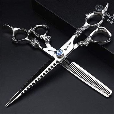 Hair Cutting Scissors, Hairdresser Special Haircut Scissors Set 7 inch Cutting Thinning Scissors Hair Salon Professional Fishbone Hairdressing Scissor BY ZZYY (Color : A cutting)
