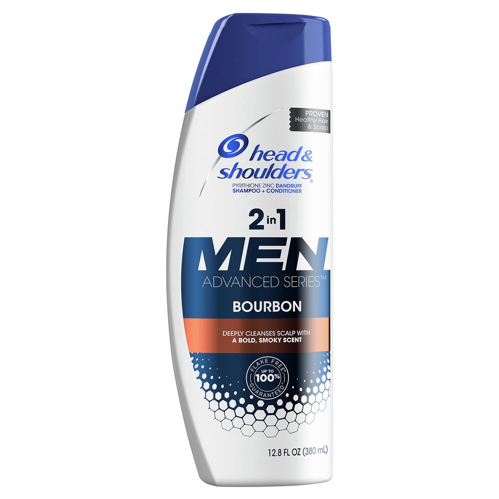 Head and Shoulders Shampoo for Men, Men Advanced Series Bourbon 2-in-1 Anti-Dandruff Shampoo and Conditioner, 12.8 fl oz, Pack of 6