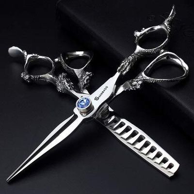 Hair Cutting Scissors, Hairdresser Special Haircut Scissors Set 7 inch Cutting Thinning Scissors Hair Salon Professional Fishbone Hairdressing Scissor BY ZZYY (Color : 6inch Sapphire set C)