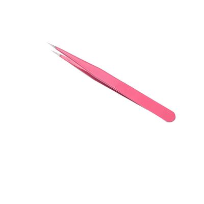 1PCS Tweezers Stainless Steel Straight Tip Tweezers ESD-15 Anti-static Professional Tool Multicolorful for Eyebrows or Precision Component AssemblyDeep Pink