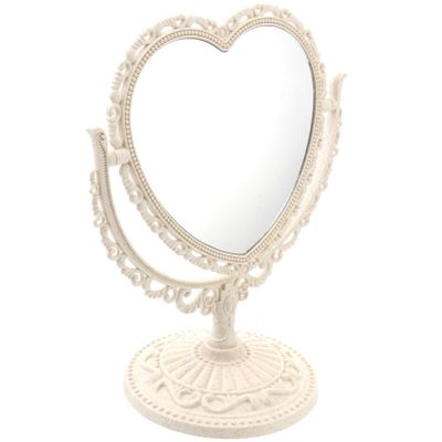 OSALADI Tabletop Vanity Mirror Double- Sided Magnifying Makeup Mirror with 360 Degree Rotation (Heart Shape, Beige)