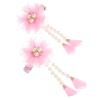 2Pcs Flower Hair Clips Pearl Tassel Floral Hair Pins Barrettes Hair Accessories for Girls Pink view 1