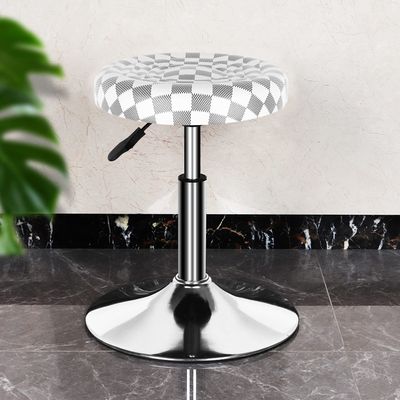 QiCheng&LYS Round Modern Bar Stool Height Adjustable 360 Swivel Stool,for Home Office Kitchen Barbershop bar White Grid