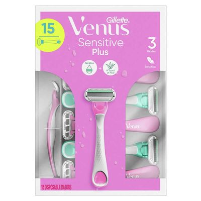 Gillette Venus Sensitive Plus Disposable Razor, 15 Count