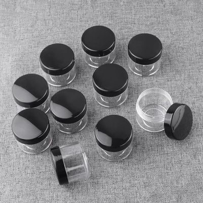 homeemoh 10 Pcs 20g Plastic Empty Cosmetic Container, Round Clear Pot Jars Portable Refillable Empty Containers for Makeup Eye Shadows Lotions Lip Balms Toners Creams Ointments,Black