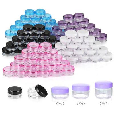 50pcs 2g 3g 5g 10g 15g 20g Plastic Empty Clear Cosmetic Jar Makeup Containers Eyeshadow Lip Balm Lotion Transparent Sample Bottles Vials Cream Pots Gel Box 2ml 3ml 5ml 10ml 15ml 20ml (10g,Black)