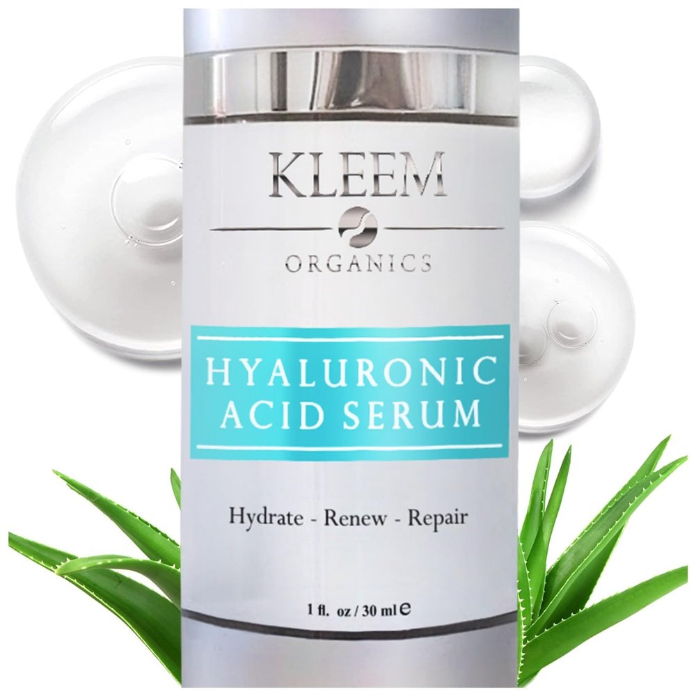 Kleem Pure Hyaluronic Acid Serum for Face with Vitamin C, Vitamin E & Green Tea | Anti Aging Hydrating Serum to Plump, Firm, Moisturize & Repair Skin | Plant-Powered Facial for Fine Lines | 1 fl oz