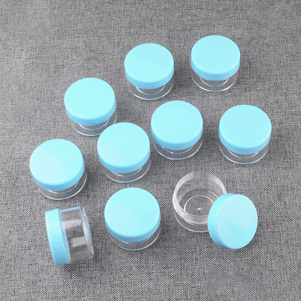 homeemoh 10 Pcs 20g Plastic Empty Cosmetic Container, Round Clear Pot Jars Portable Refillable Empty Containers for Makeup Eye Shadows Lotions Lip Balms Toners Creams Ointments,Green