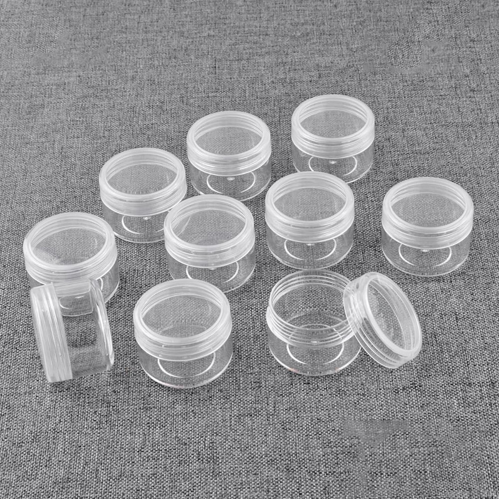 homeemoh 10 Pcs 20g Plastic Empty Cosmetic Container, Round Clear Pot Jars Portable Refillable Empty Containers for Makeup Eye Shadows Lotions Lip Balms Toners Creams Ointments,Transparent