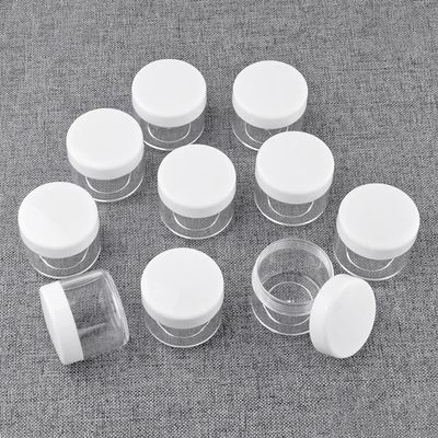 homeemoh 10 Pcs 15g Plastic Empty Cosmetic Container, Round Clear Pot Jars Portable Refillable Empty Containers for Makeup Eye Shadows Lotions Lip Balms Toners Creams Ointments,White
