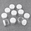 homeemoh 10 Pcs 15g Plastic Empty Cosmetic Container, Round Clear Pot Jars Portable Refillable Empty Containers for Makeup Eye Shadows Lotions Lip Balms Toners Creams Ointments,White view 1
