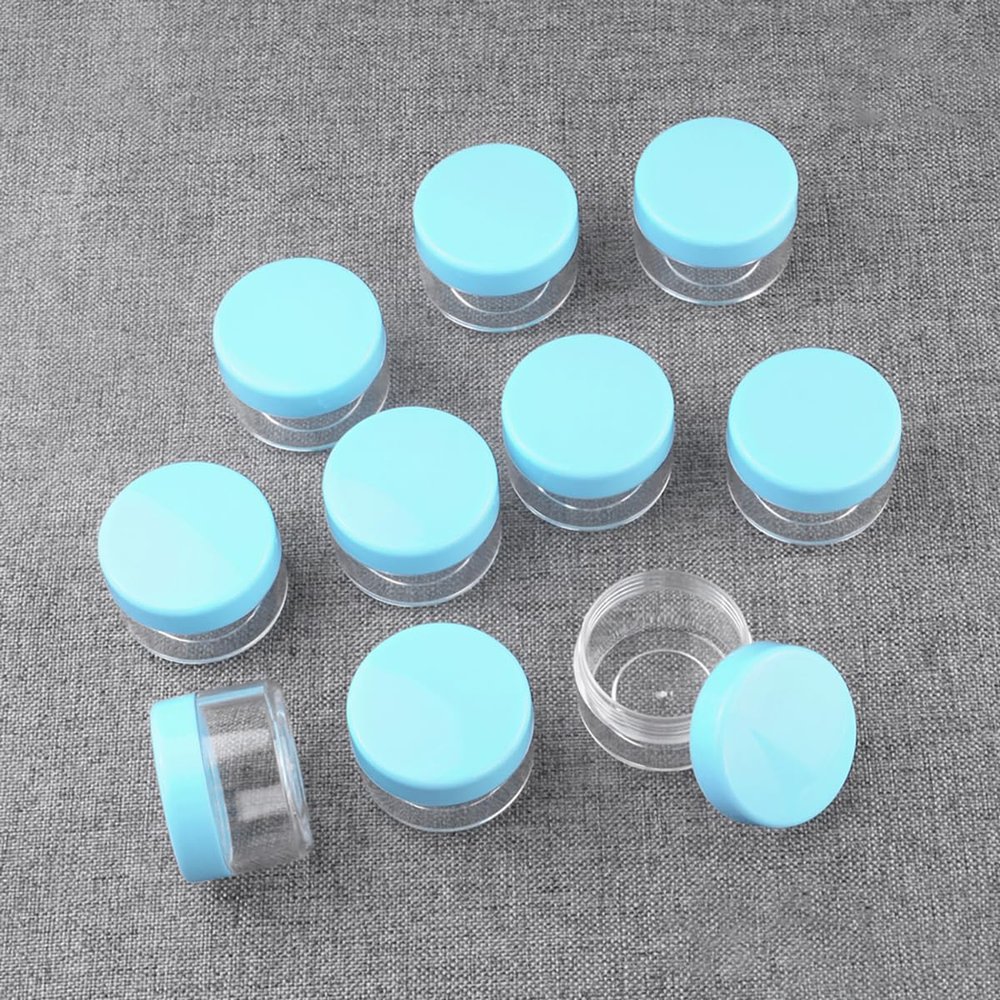 homeemoh 10 Pcs 15g Plastic Empty Cosmetic Container, Round Clear Pot Jars Portable Refillable Empty Containers for Makeup Eye Shadows Lotions Lip Balms Toners Creams Ointments,Green