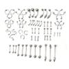 Botreelife 60Pcs Tongue Lip Nose Ring Body Jewelry Piercing Practical Kit Body Jewelry Piercing Tools,Silver view 1