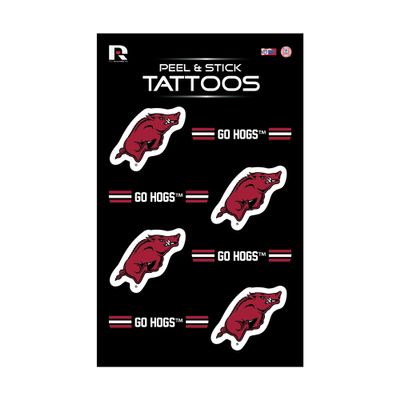 Rico Industries NCAA Arkansas Razorbacks Vertical Tattoo Peel & Stick Temporary Tattoos - Eye Black - Game Day Approved!
