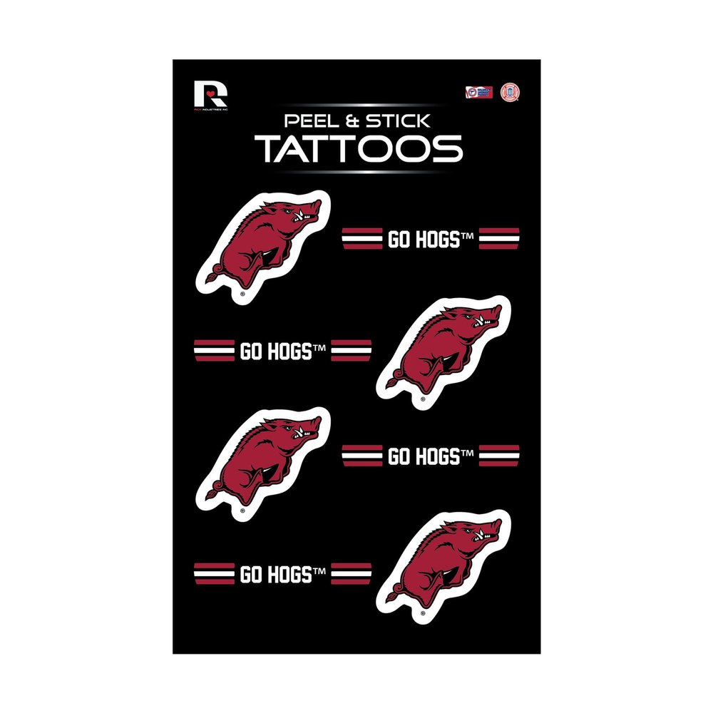 Rico Industries NCAA Arkansas Razorbacks Vertical Tattoo Peel & Stick Temporary Tattoos - Eye Black - Game Day Approved!