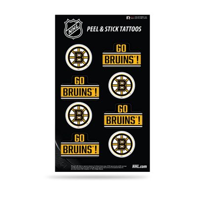 Rico Industries NHL Hockey Boston Bruins Peel & Stick Temporary Tattoos - Eye Black - Game Day Approved!