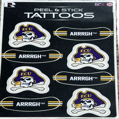 Rico Industries NCAA East Carolina Pirates Vertical Tattoo Peel & Stick Temporary Tattoos - Eye Black - Game Day Approved!