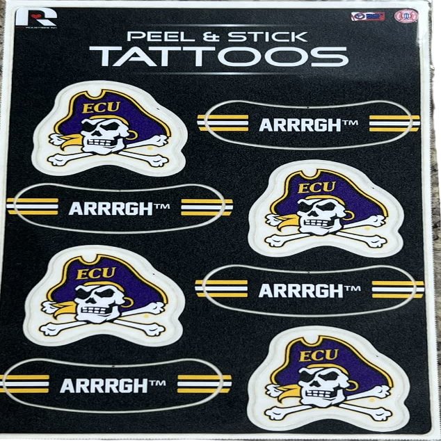 Rico Industries NCAA East Carolina Pirates Vertical Tattoo Peel & Stick Temporary Tattoos - Eye Black - Game Day Approved!